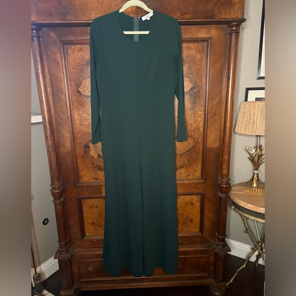 Adam Lippes- Elegant Dark Green Wide Leg Jumpsuit. Size 12 - Picture 5 of 15